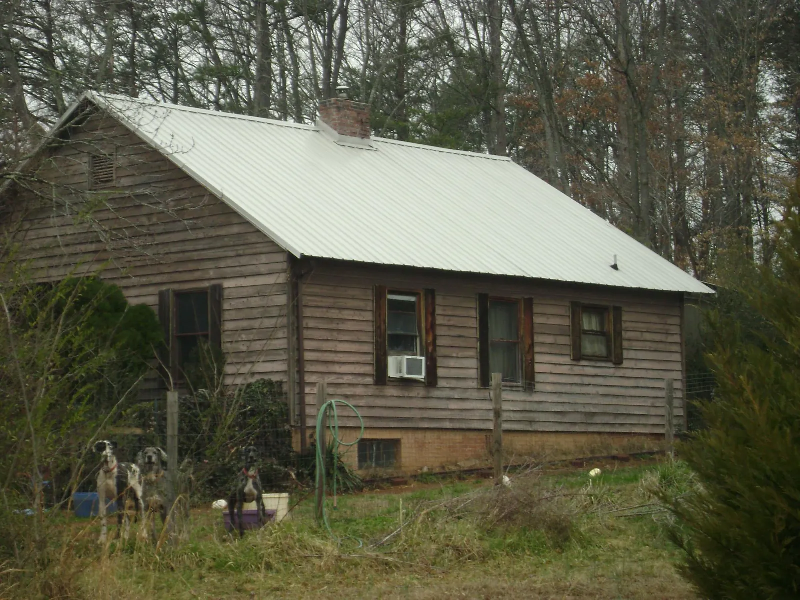 White metal roof on an old wood sided farmhouse, from a Metal Roof Installation job in Wellesley